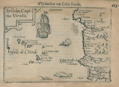 Kap Verde. d'Eyland van Cabo Verde. Carte gravée sur cuivre tirée de Hand-boeck,... Gazette Drouot