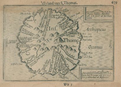 Saint Thomas. t Eyland van S.Thomas. Carte gravée sur cuivre tirée de Hand-boeck,... Gazette Drouot