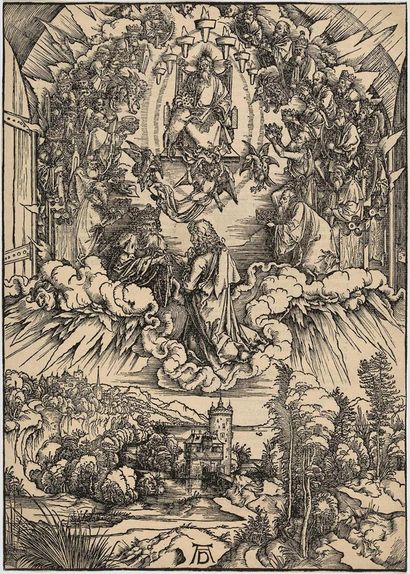 Dürer, Albrecht (1471 Nuremberg 1528). Jean devant Dieu le Père et les Anciens. Vers... Gazette Drouot