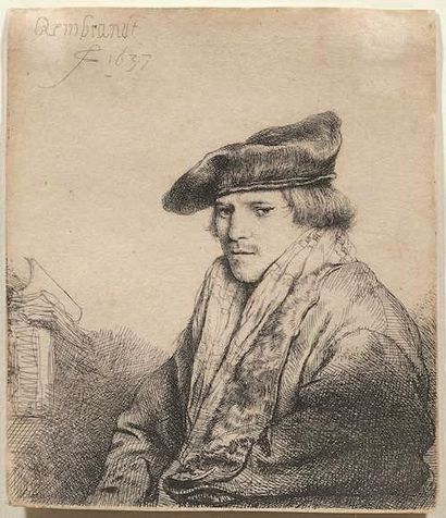 Rembrandt, Harmensz. van Rijn (1606 Leiden - Amsterdam 1669). Young man with velvet... Gazette Drouot