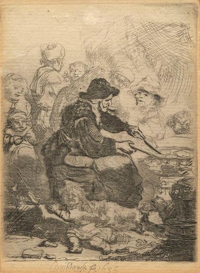 Rembrandt, Harmensz. van Rijn (1606 Leyde - Amsterdam 1669). La faiseuse de crêpes.... Gazette Drouot