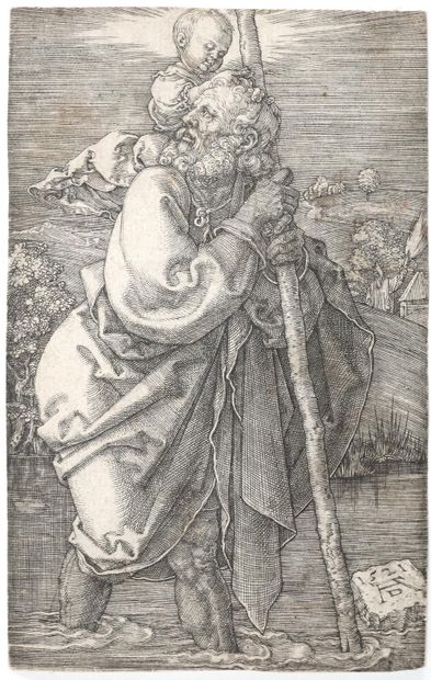 Dürer, Albrecht (1471 - Nuremberg 1528). Saint Christophe. Gravure sur cuivre, 1521.... Gazette Drouot