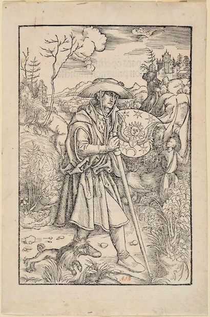 Dürer, Albrecht (1471 Nuremberg 1528). Johannes Gerson en pèlerin. Avant 1502. Gravure... Gazette Drouot