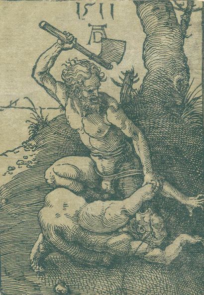 Dürer, Albrecht (1471 Nuremberg 1528). La mort d'Abel. Scène de meurtre. Gravure... Gazette Drouot