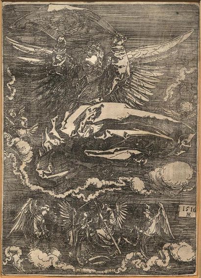 Dürer, Albrecht (1471 Nuremberg 1528). L'écharpe de soudure, tenue par un ange. 1516.... Gazette Drouot
