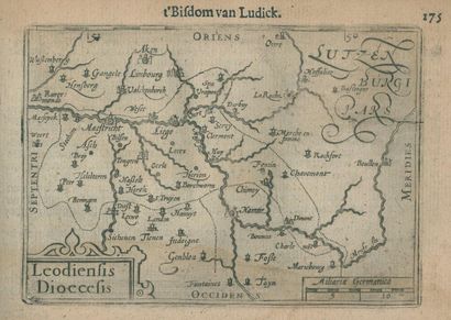 Lüttich. t'Bisdom van Ludick. Carte gravée sur cuivre tirée de Hand-boeck, of Cort... Gazette Drouot