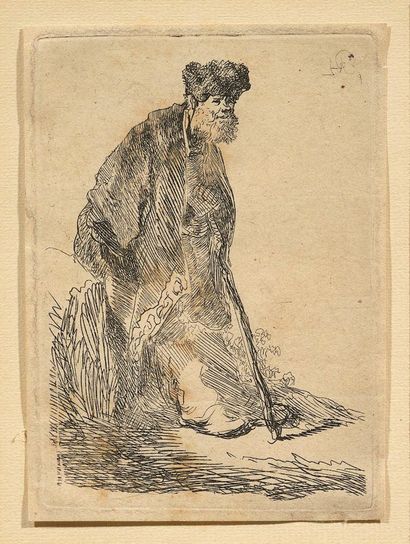 Rembrandt, Harmensz. van Rijn (1606 Leyde - Amsterdam 1669). Homme barbu, debout,... Gazette Drouot
