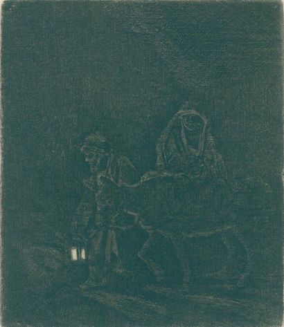 Rembrandt van Rijn, Harmensz. (1606 Leyde - Amsterdam 1669). La fuite en Égypte.... Gazette Drouot