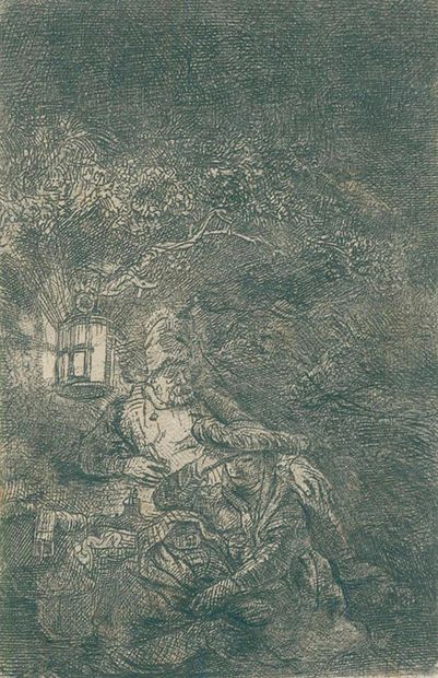Rembrandt van Rijn, Harmensz. (1606 Leyde - Amsterdam 1669). Le repos lors de la... Gazette Drouot