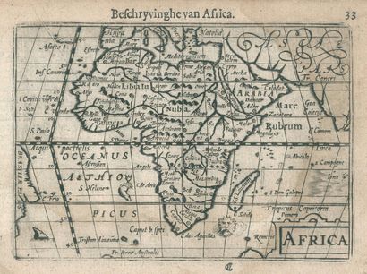 Afrika. Beschryvinghe van Africa (la région d'Afrique). Carte gravée sur cuivre tirée... Gazette Drouot