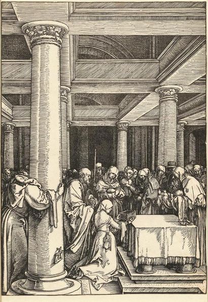 Dürer, Albrecht (1471 Nuremberg 1528). La représentation dans le temple. Feuille... Gazette Drouot