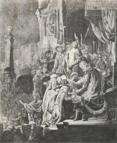 Rembrandt van Rijn, Harmensz. (1606 Leyde - Amsterdam 1669) Copie. Le Christ devant... Gazette Drouot