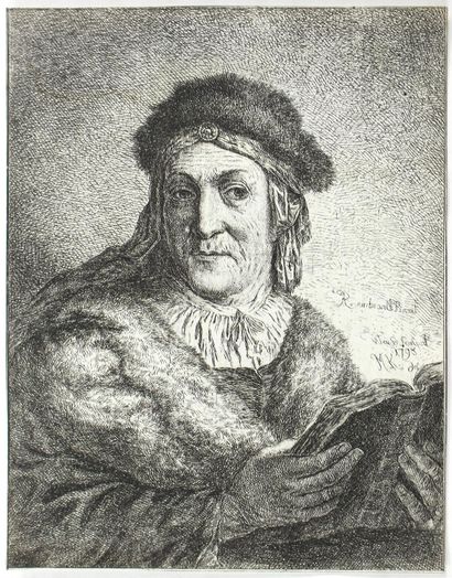 Weiss, Bartholomäus Ignaz (1740 Munich 1814). Portrait of a lady. Etching after Rembrandt... Gazette Drouot