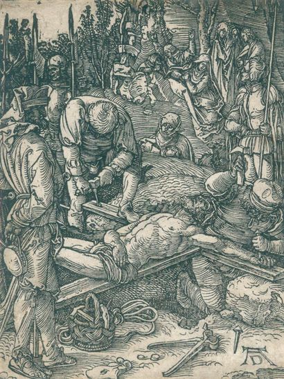 Dürer, Albrecht (1471 Nuremberg 1528). Le Christ est cloué sur la croix. Extrait... Gazette Drouot