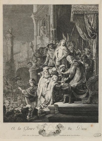 Rembrandt van Rijn, Harmenszoon (1606-1669) d'après . Le Christ devant Pilate (Ecce... Gazette Drouot