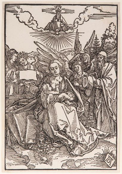 Dürer, Albrecht (1471 Nuremberg 1528). La Sainte Famille avec cinq anges. c. 1503/04... Gazette Drouot