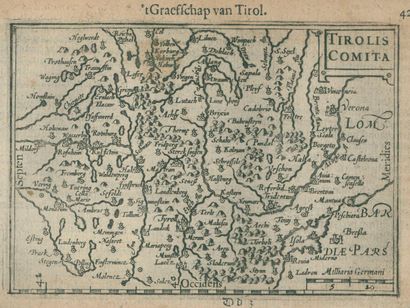 Tirol. t'Graefschap van Tirol. Carte gravée sur cuivre tirée de Hand-boeck, of Cort... Gazette Drouot