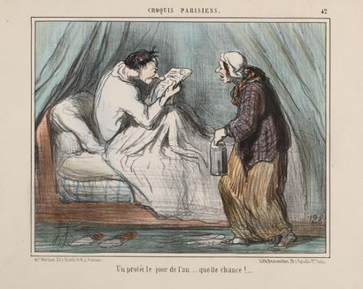 Daumier, Honoré (1808-1879). Un protêt de jour de l'an... quelle chance !...