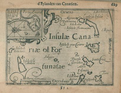 Kanarische Inseln. d'Eylanden van Canarien. Carte gravée sur cuivre tirée de Hand-boeck,... Gazette Drouot