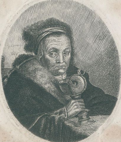 Rembrandt van Rijn, Harmensz (1606 Leyde - Amsterdam 1669) d'après . Vieille femme... Gazette Drouot