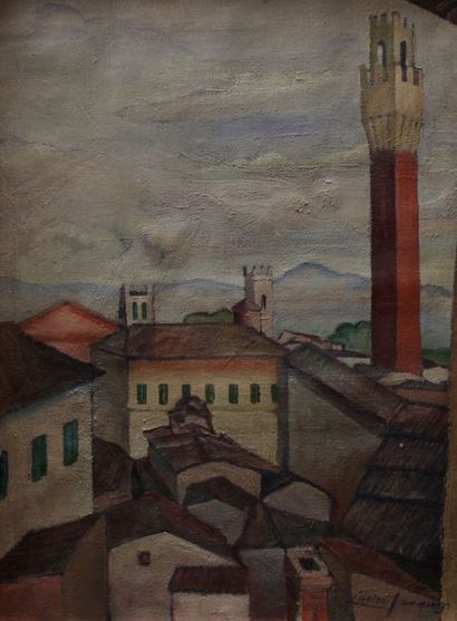 null JACQUES Lucien, 1891-1961, Les toits d'une ville en Orient, huile sur toile...