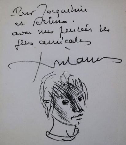 null FONTANAROSA Lucien Joseph, 1912-1975, Tête de femme, dessin au feutre noir sur...