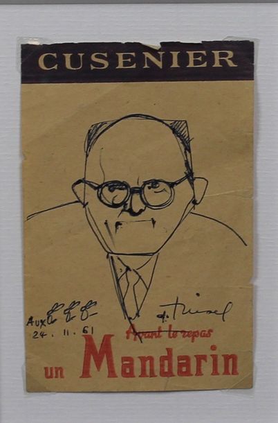 null Alfred TINSEL (Metz 1920-Seltz 1989) : « Portrait de Marcel Schwarz ». Dessin...