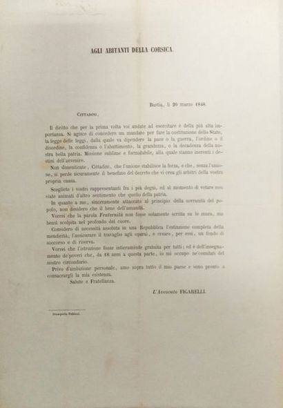 null FIGARELLI

Aux Habitans de la Corse

Bastia, Imprimerie Fabiani, 1848, 28,5...