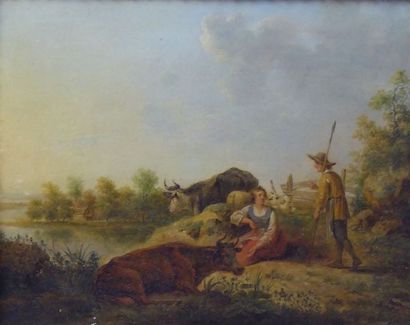 null ANTONISSEN Hendrick Joseph (Anvers 1734-id. 1794) : « Villageoise et paysan...