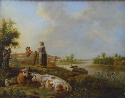 null ANTONISSEN Hendrick Joseph (Anvers 1734-id. 1794) : « Villageoise et paysan...