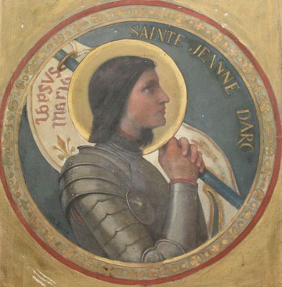 null Lionel ROYER (1852-1926) : « Sainte Jeanne d’Arc ». Huile sur toile. Portrait...