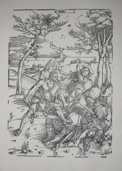null DÜRER Albrecht (Nüremberg 1471 † 1528), "Hercule combattant Cacus" , Bois original...