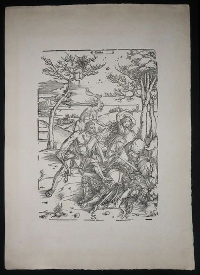 null DÜRER Albrecht (Nüremberg 1471 † 1528), "Hercule combattant Cacus" , Bois original...