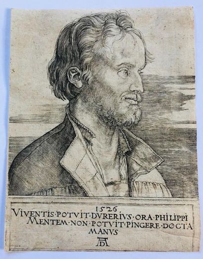 null DÜRER Albrecht (Nüremberg 1471 † 1528) "Philip Melanchthon", 1526, Burin original...