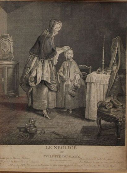 null CHARDIN Jean Siméon (D’APRÈS) (1699-1779). Le négligé, ou Toilette du matin....