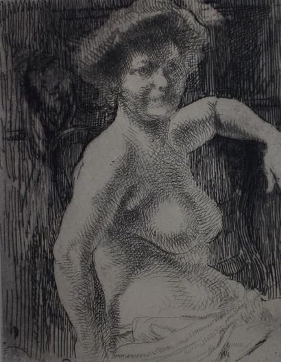 null BESNARD Albert (1849-1934). Femme blonde à sa toilette ; La toilette ; Fillette...