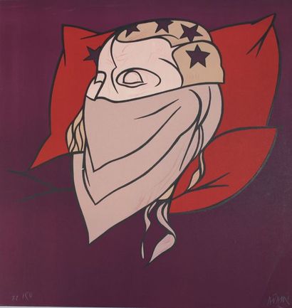 null ADAMI Valerio (né en 1935). [Figure endormie]. 1972. Lithographie en couleurs....