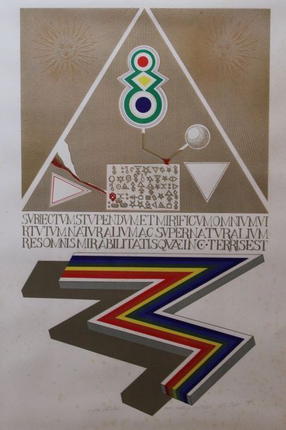 null DEL PEZZO Lucio (né en 1933). [Composition alchimique]. 1968. Lithographie....