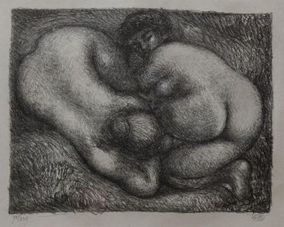 null MAILLOL Aristide (1861-1944). Deux femmes dans l’herbe. Vers 1926. Lithographie....