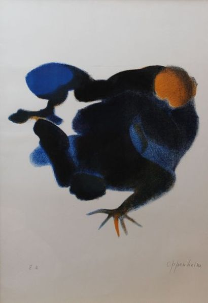 null OPPHENHEIM. [Silhouette féminine]. Lithographie en couleurs. 53 x 75 cm. Épreuve...