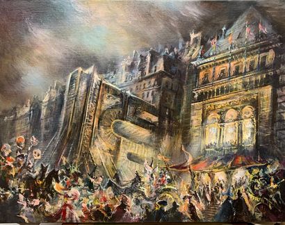 null CLAYETTE Pierre (1930-2005). [Carnaval]. Huile sur toile. 65 x 50. Non sign...