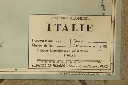 null ITALIE - Cartes Blondel, échelle 1/2.000.000e, 9 couleurs - Blondel la Rougery...