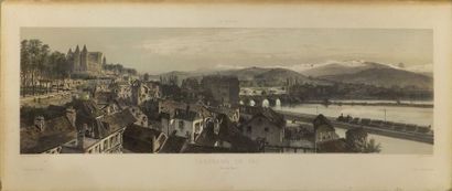 null PAU (64) - Panorama de Pau pris du Parc Lithographie par Eugène Ciceri (1813-1890)réhaussée...