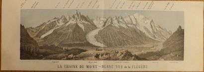 null MONT BLANC (74) - La chaine du Mont-Blanc vue de la Flégère, lithographie Lelièvre-Drache...