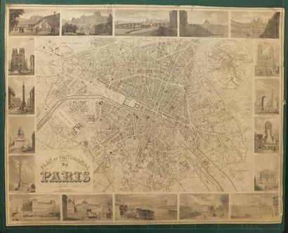 null PARIS (75) - Plan et Panorama de Paris. Adolphe DELAHAYS, Libraire - Editeur....