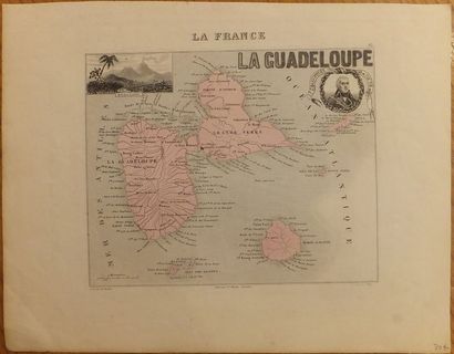 ANTILLES - GUADELOUPE - Carte de la Guadeloupe,...