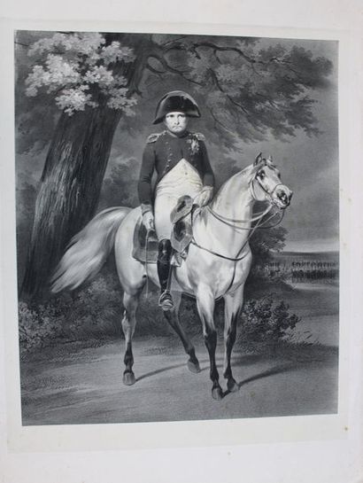 null NAPOLÉON - VERNET Horace (D’APRÈS) (1789-1863). [Portrait équestre de Napoléon,...