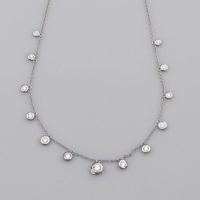   Drapery necklace in 750°/00 (18K) white gold, forced mesh set with brilliant-cut...