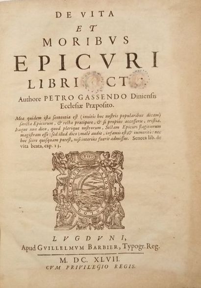null GASSENDI (Pierre)

De Vita et moribus Epicuri libri octo

Lyon, Guillaume Barbier,...
