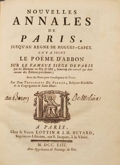null PARIS - DU PLESSIS (All Saints' Day)

New annals of Paris, up to the reign of...